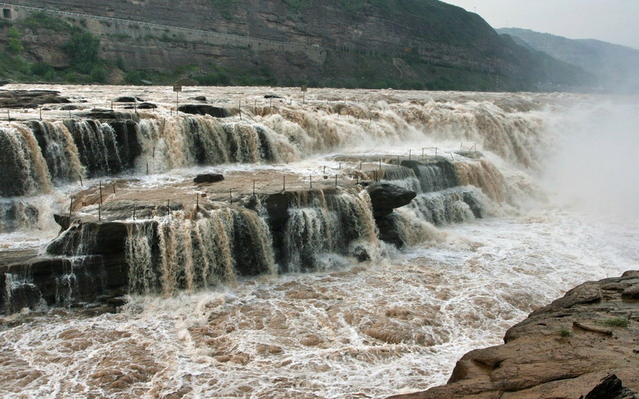 Neustále proudící Žlutá řeka - Hukou Waterfall cestovních poznámek (Minghu Metasequoia práce) #4 - 1280x800