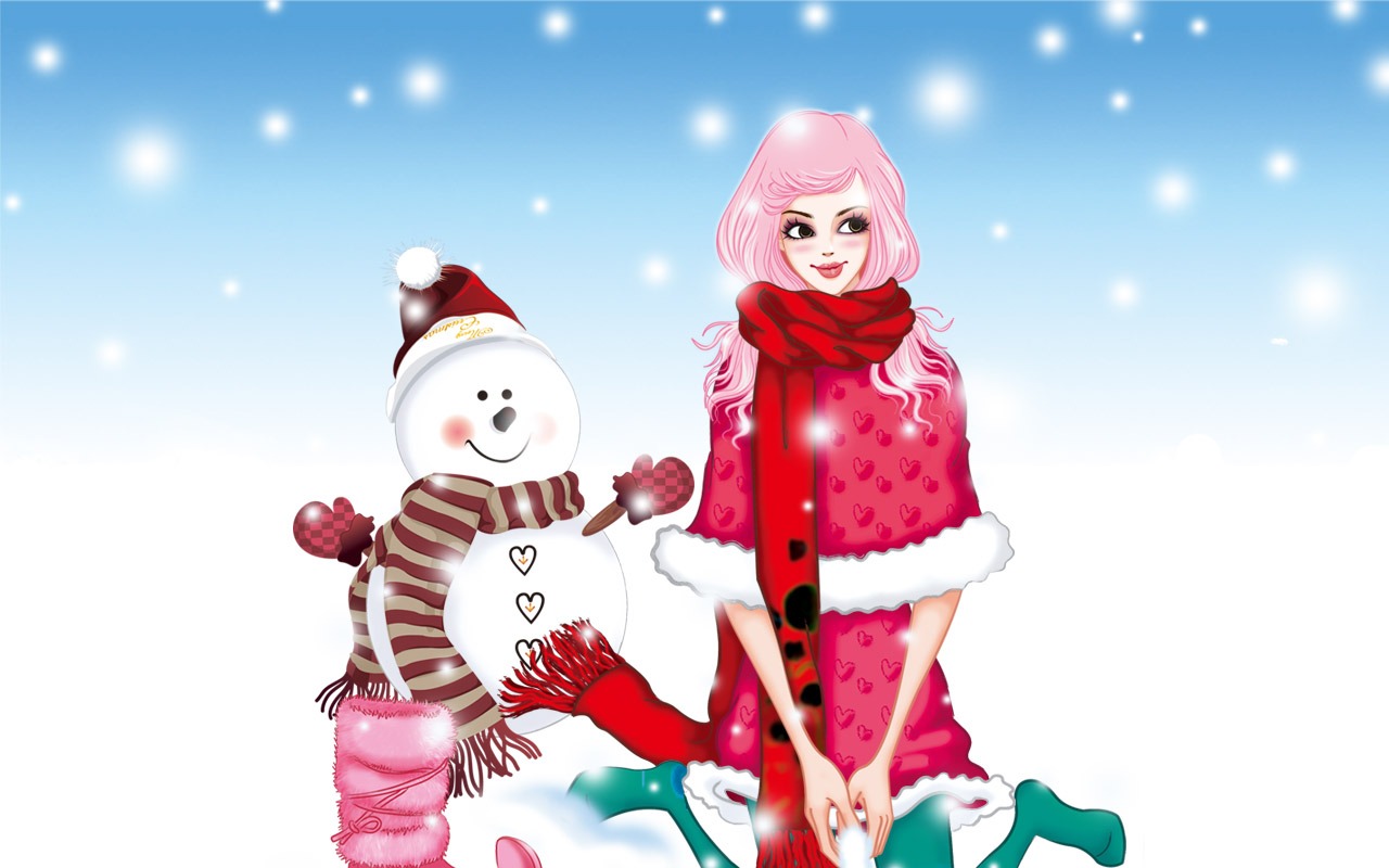 Vector-style fashion women wallpaper #1 - 1280x800