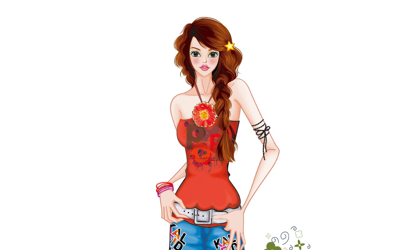 Vector-style fashion women wallpaper #4 - 1280x800