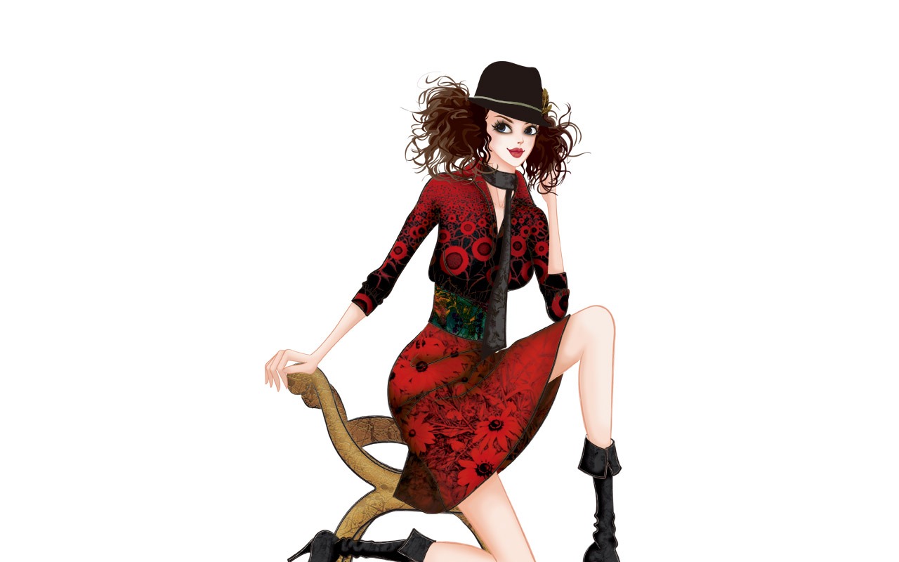 Vector-style fashion women wallpaper #7 - 1280x800