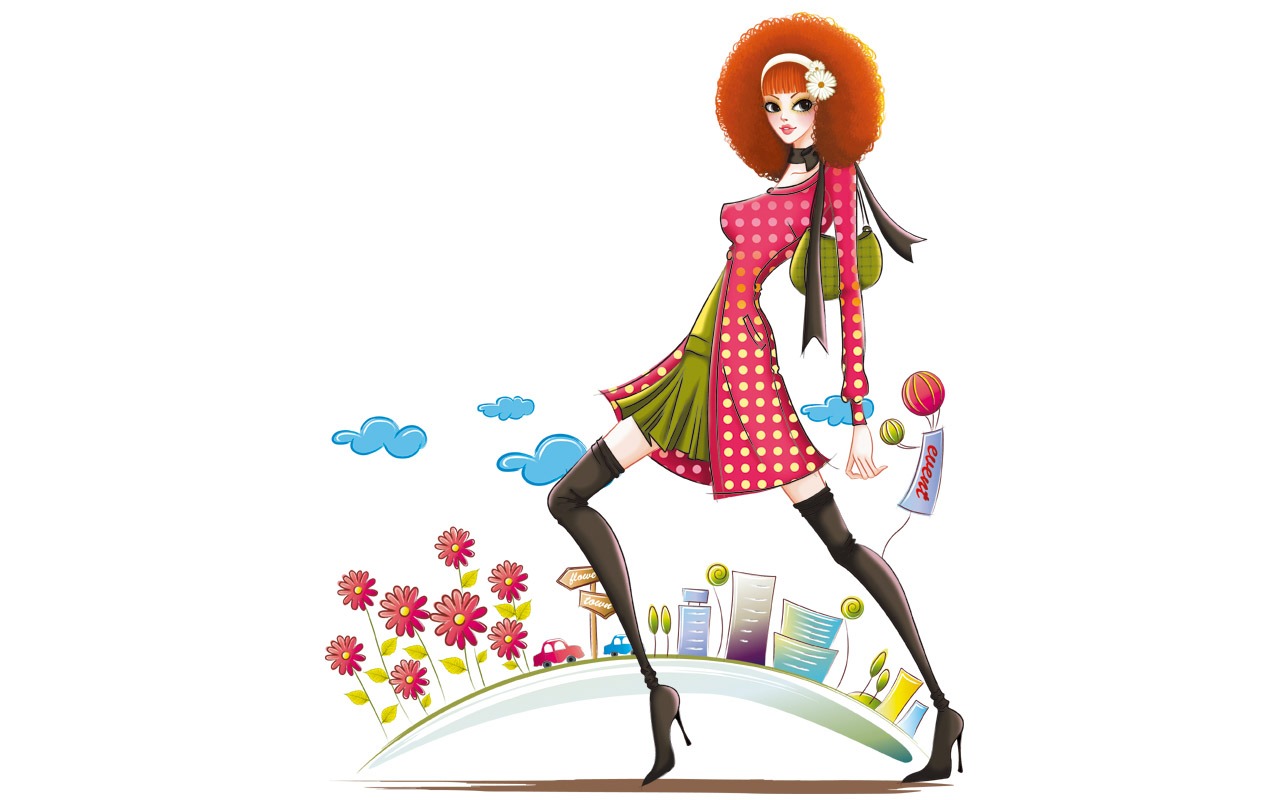 Vector-style fashion women wallpaper #15 - 1280x800