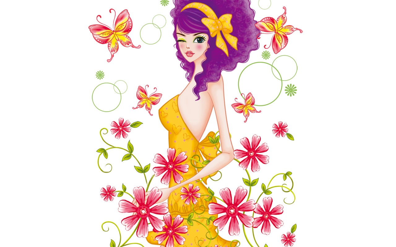 Vector-style fashion women wallpaper #23 - 1280x800