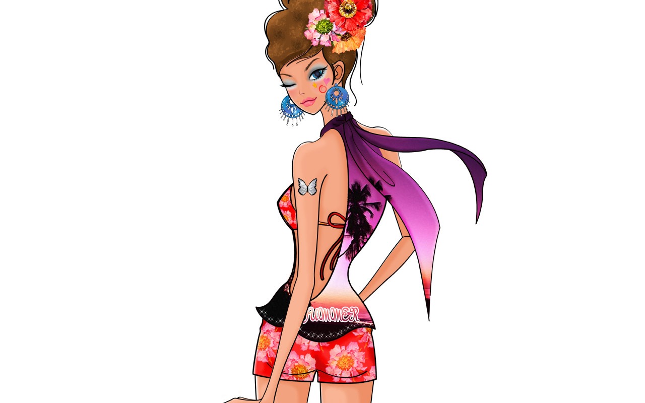 Vector-style fashion women wallpaper #24 - 1280x800