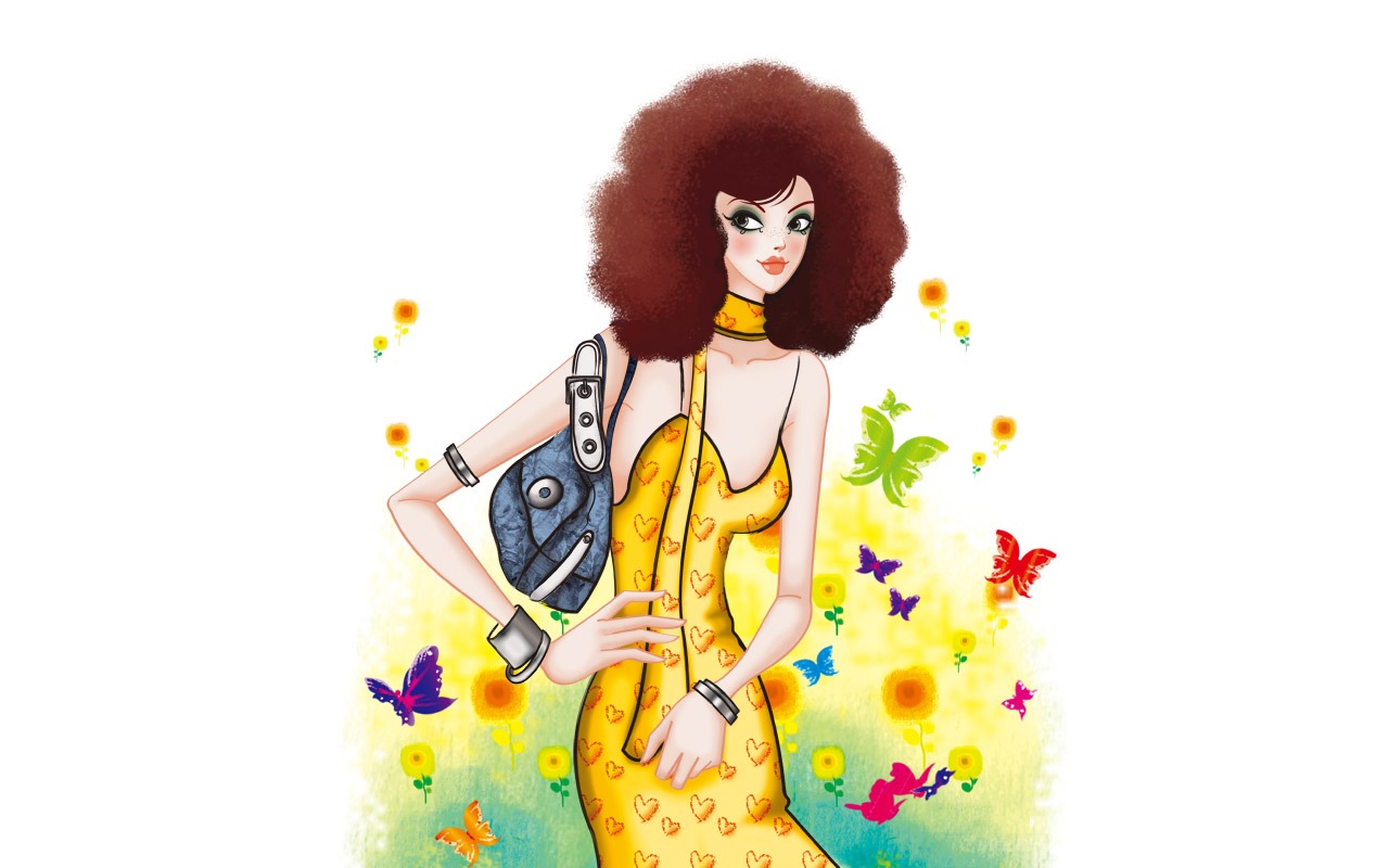 Vector-style fashion women wallpaper #28 - 1280x800