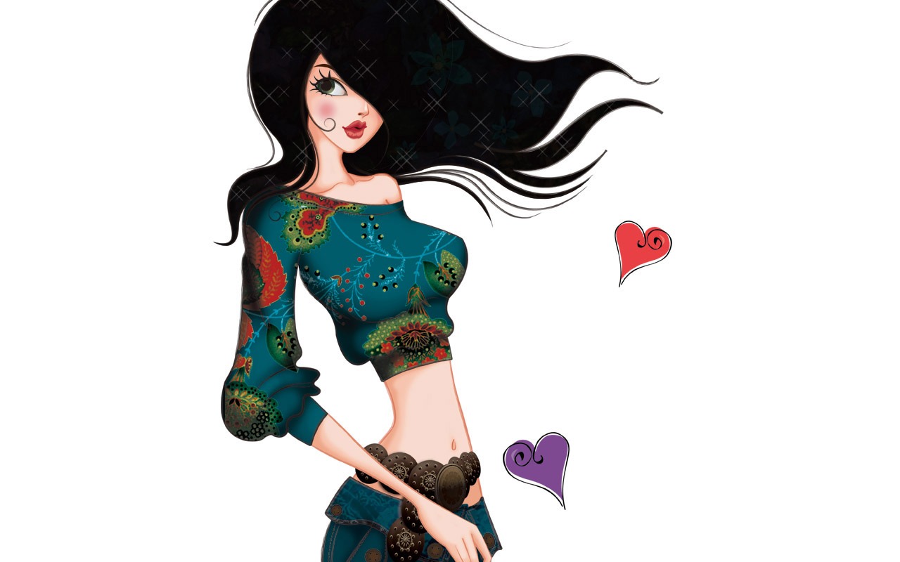 Vector-style fashion women wallpaper #40 - 1280x800