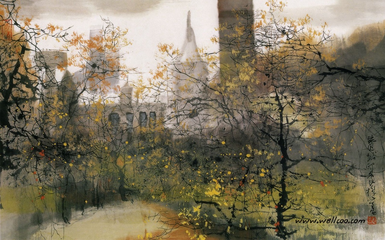 異國風光 山水畫壁紙 #11 - 1280x800