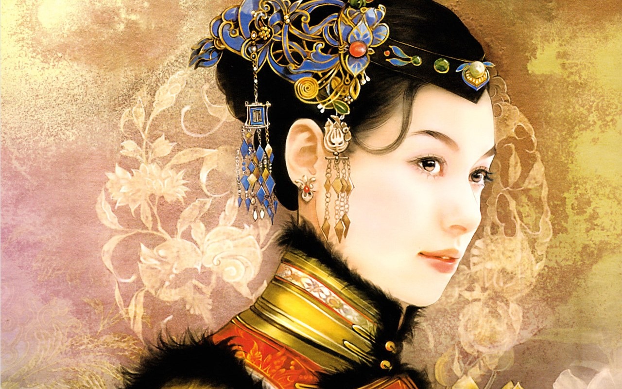 Qing Dynasty Women Painting Wallpaper #3 - 1280x800