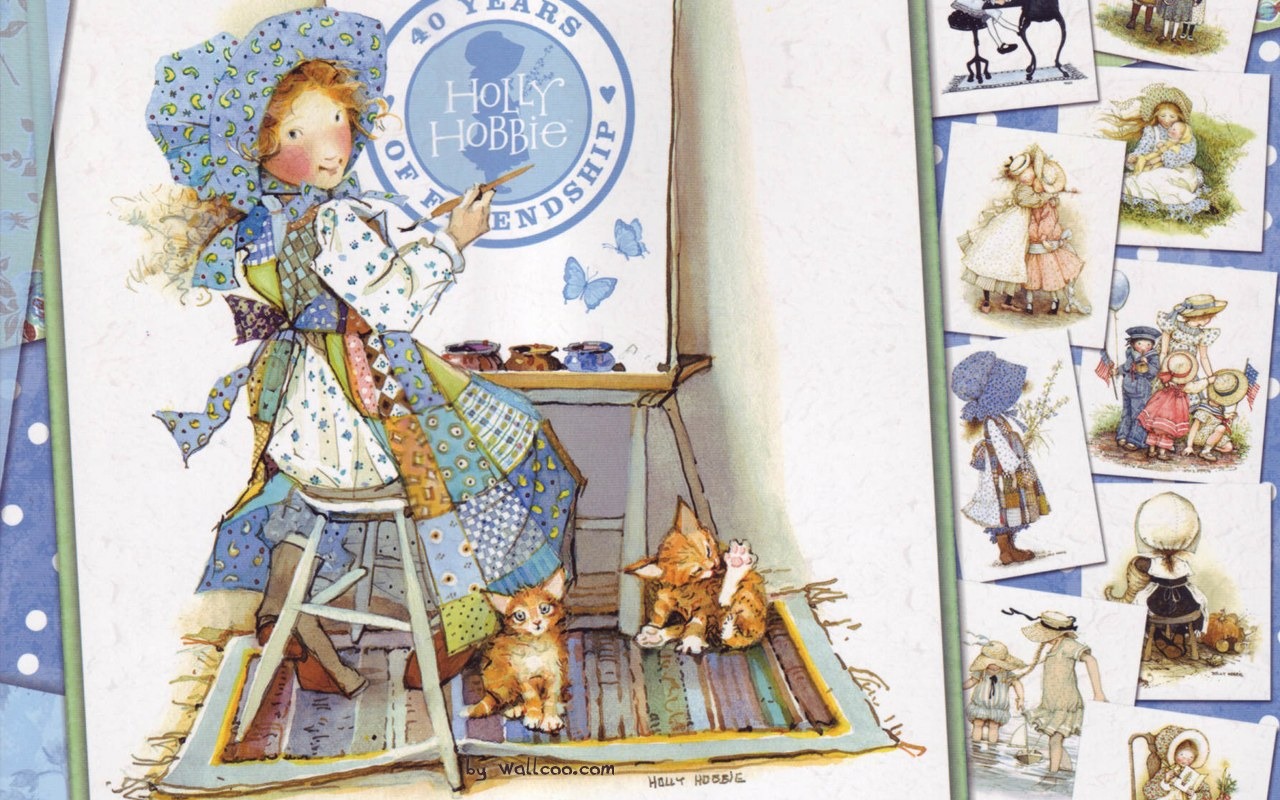 Holly Hobbie cute little girl hand-painted wallpaper #1 - 1280x800