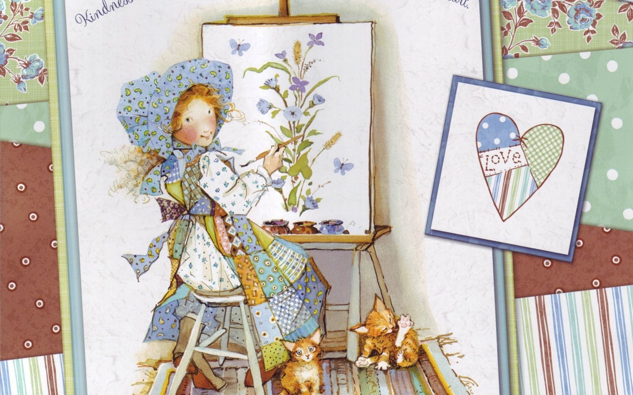 Holly Hobbie fond d'écran mignon petite fille peinte à la main #9 - 1280x800