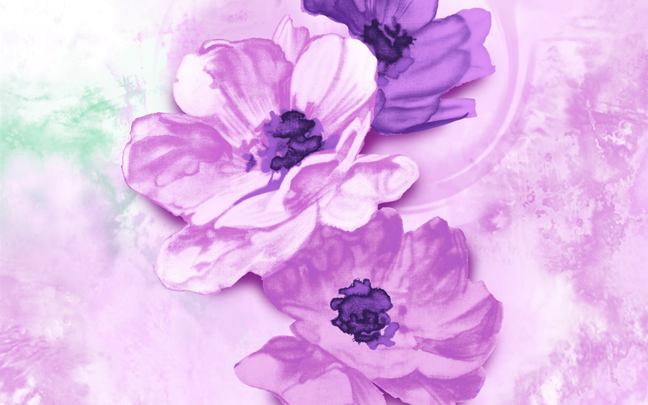 절묘한 잉크 꽃 배경 화면 #13 - 1280x800