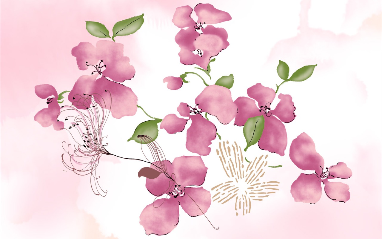 Exquisite Ink Flower Wallpapers #17 - 1280x800