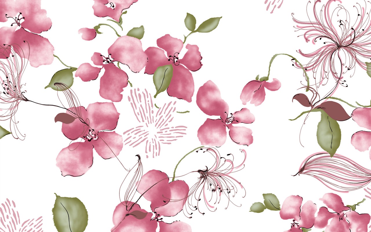 水墨花卉精美壁紙 #24 - 1280x800