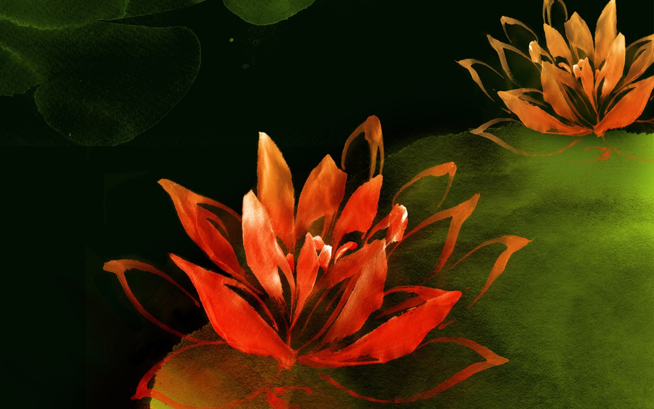 절묘한 잉크 꽃 배경 화면 #40 - 1280x800