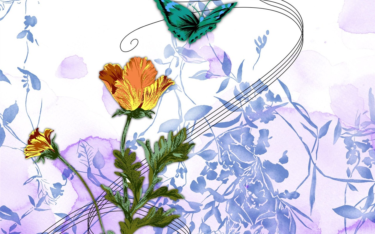 花卉圖案插畫設計壁紙 #2 - 1280x800