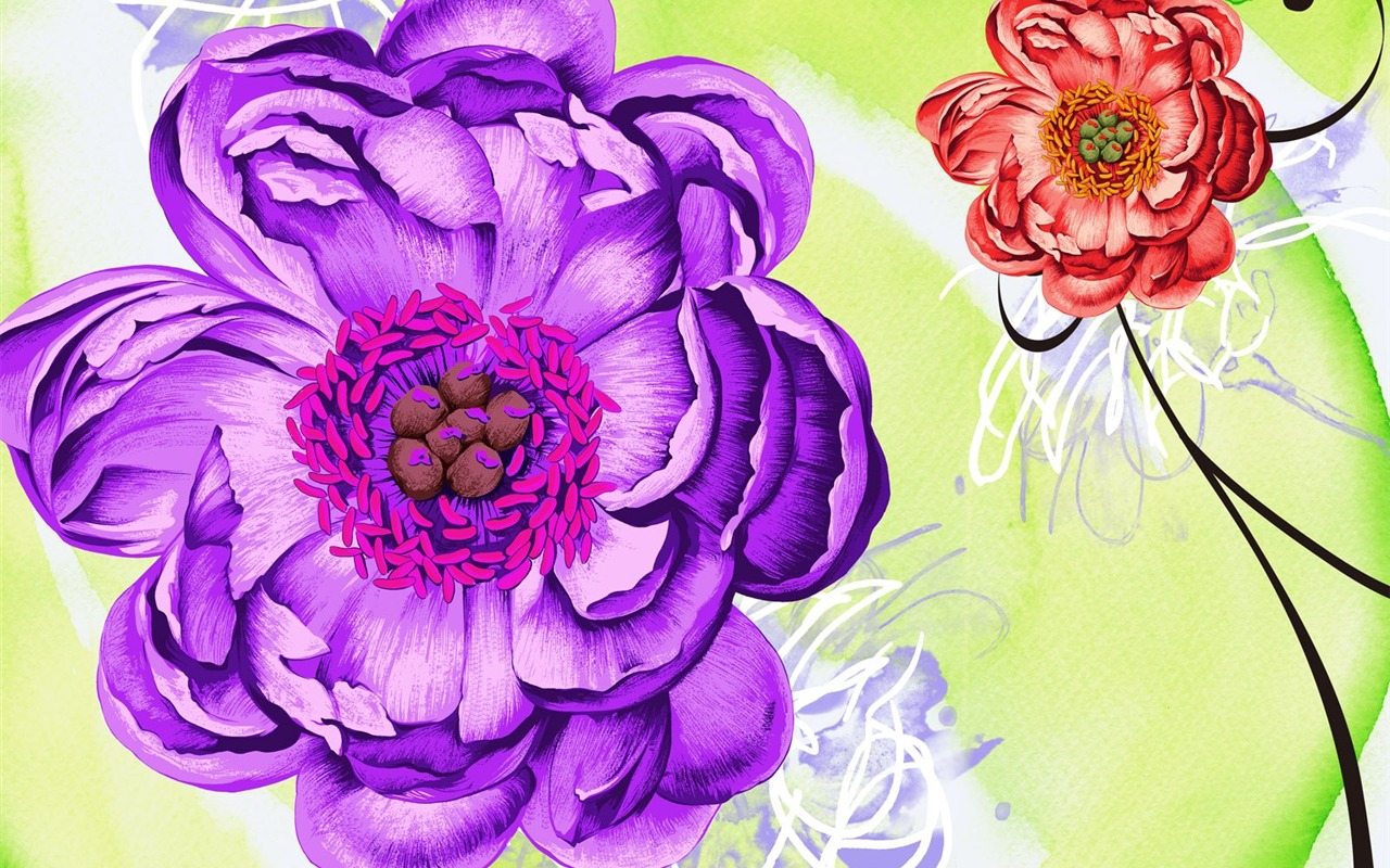 花卉圖案插畫設計壁紙 #4 - 1280x800