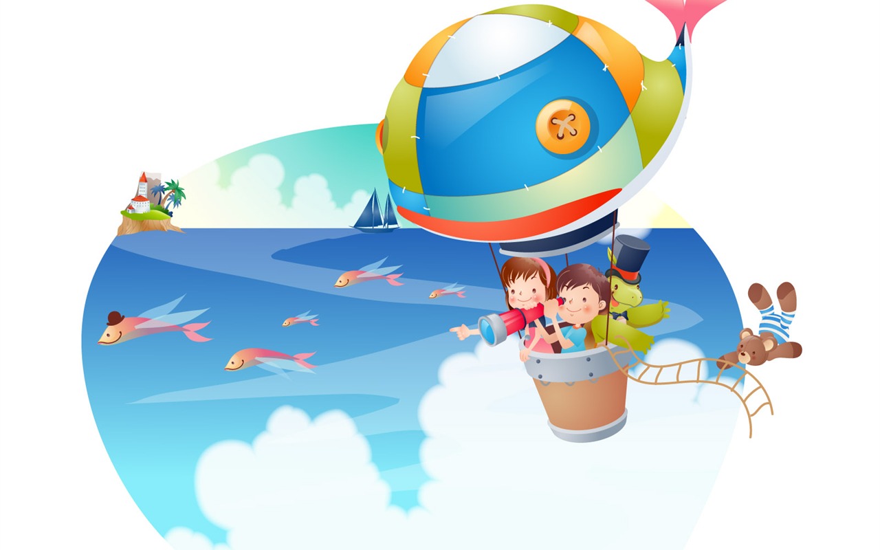 矢量快樂暑假壁紙(一) #14 - 1280x800
