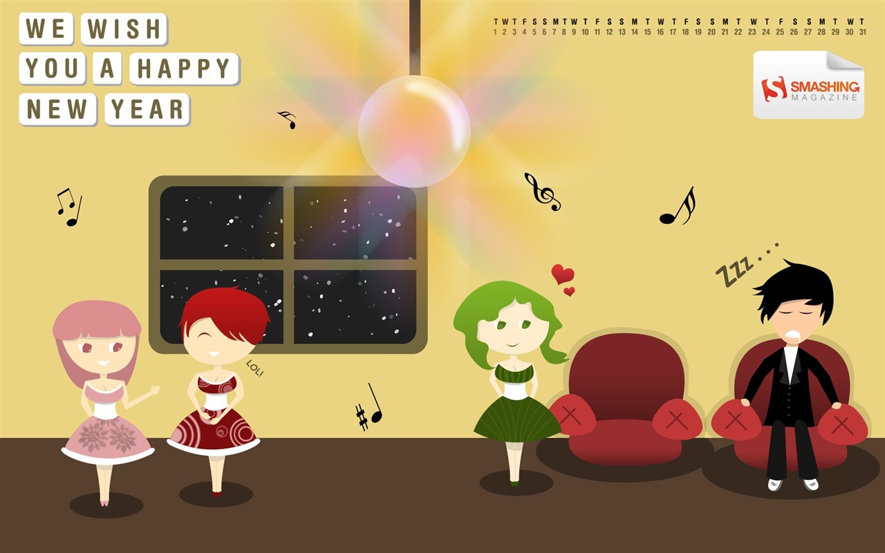 2010年1月月曆壁紙 #21 - 1280x800