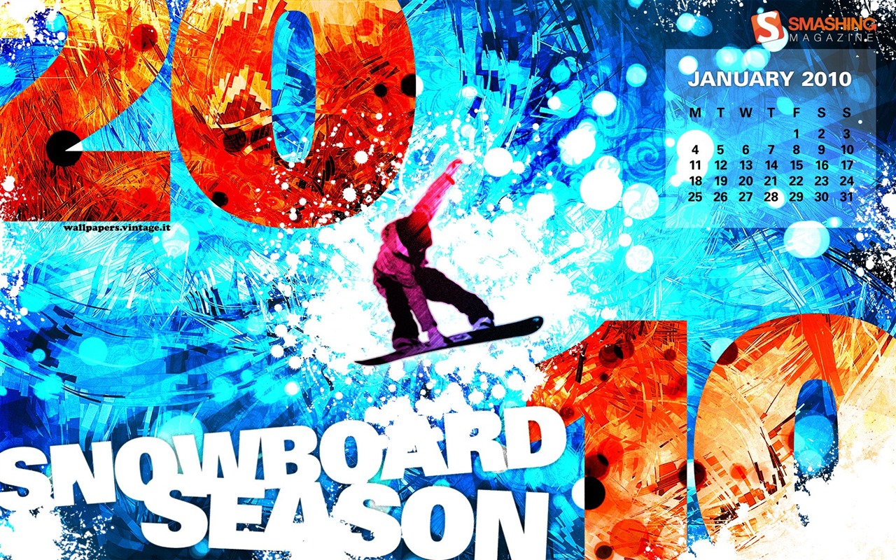 2010年1月月曆壁紙 #27 - 1280x800