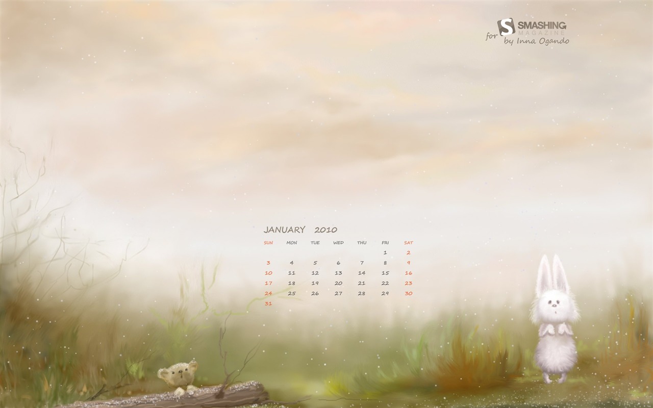 Januar 2010 Kalender Wallpaper #30 - 1280x800