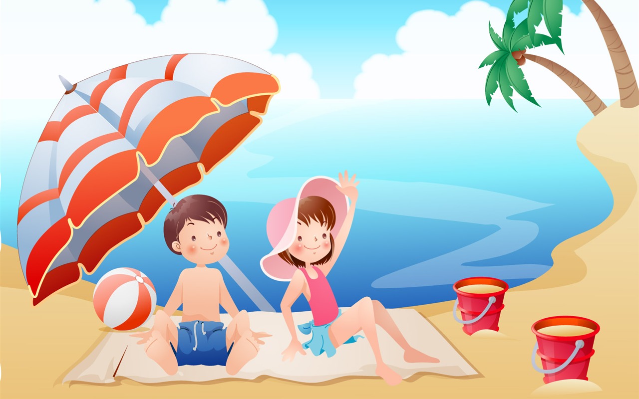 Happy Summer vector wallpaper (2) #1 - 1280x800