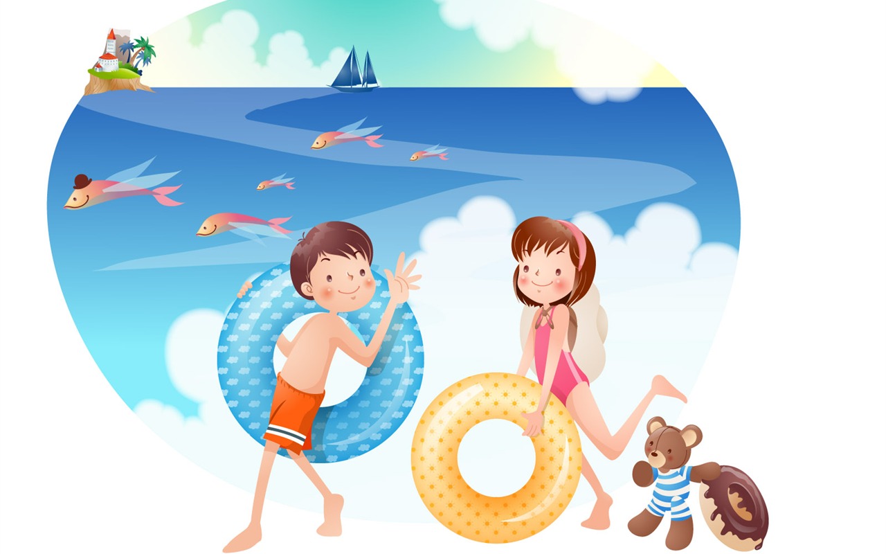 Happy Summer vector wallpaper (2) #3 - 1280x800