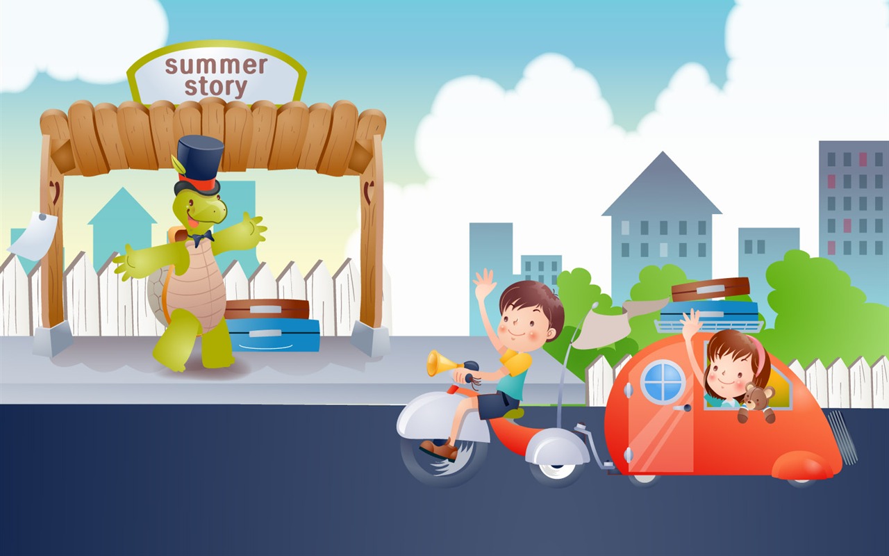 Happy summer vector wallpaper (2) #20 - 1280x800