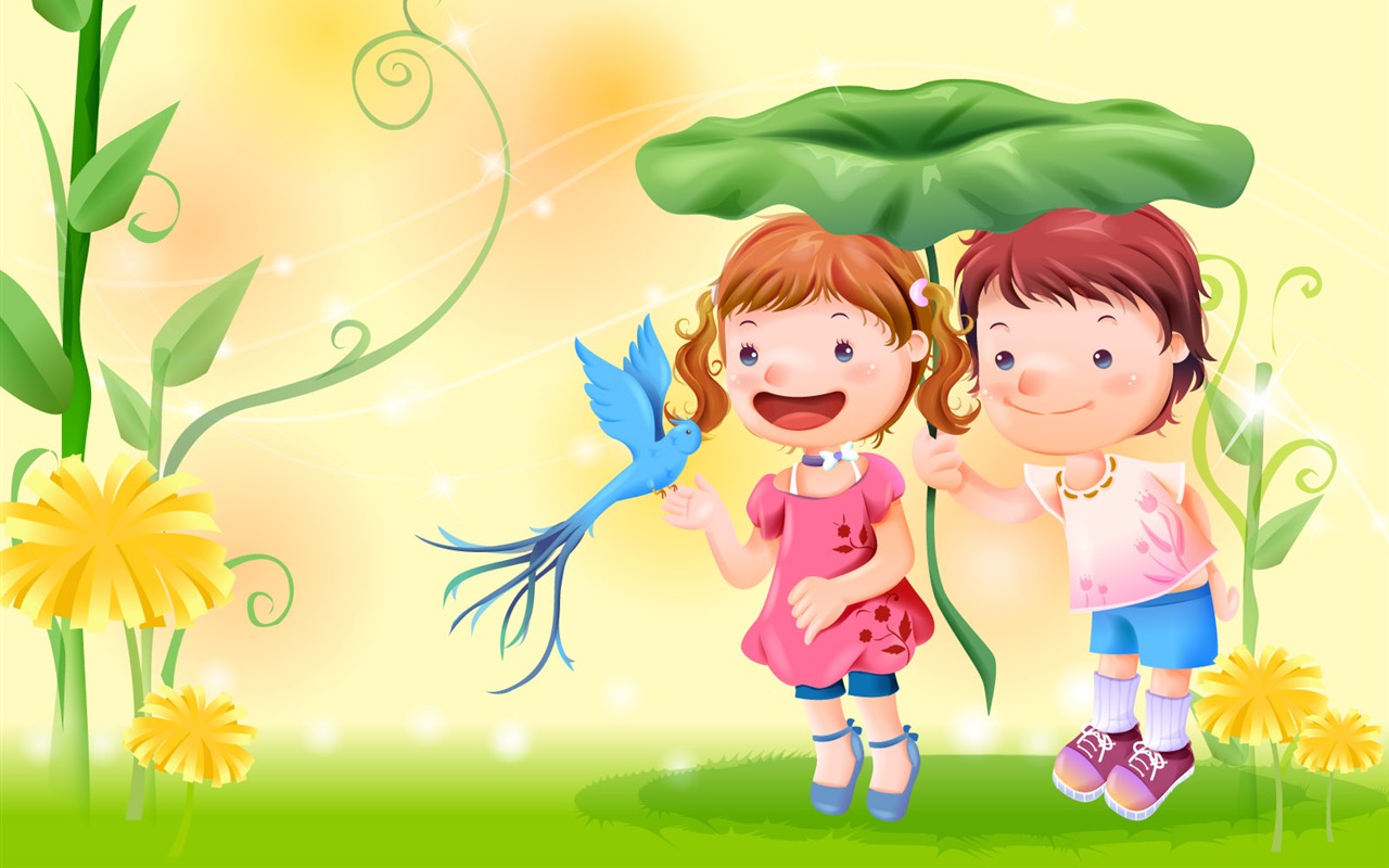 Vector happy childhood Wallpaper (2) #17 - 1280x800