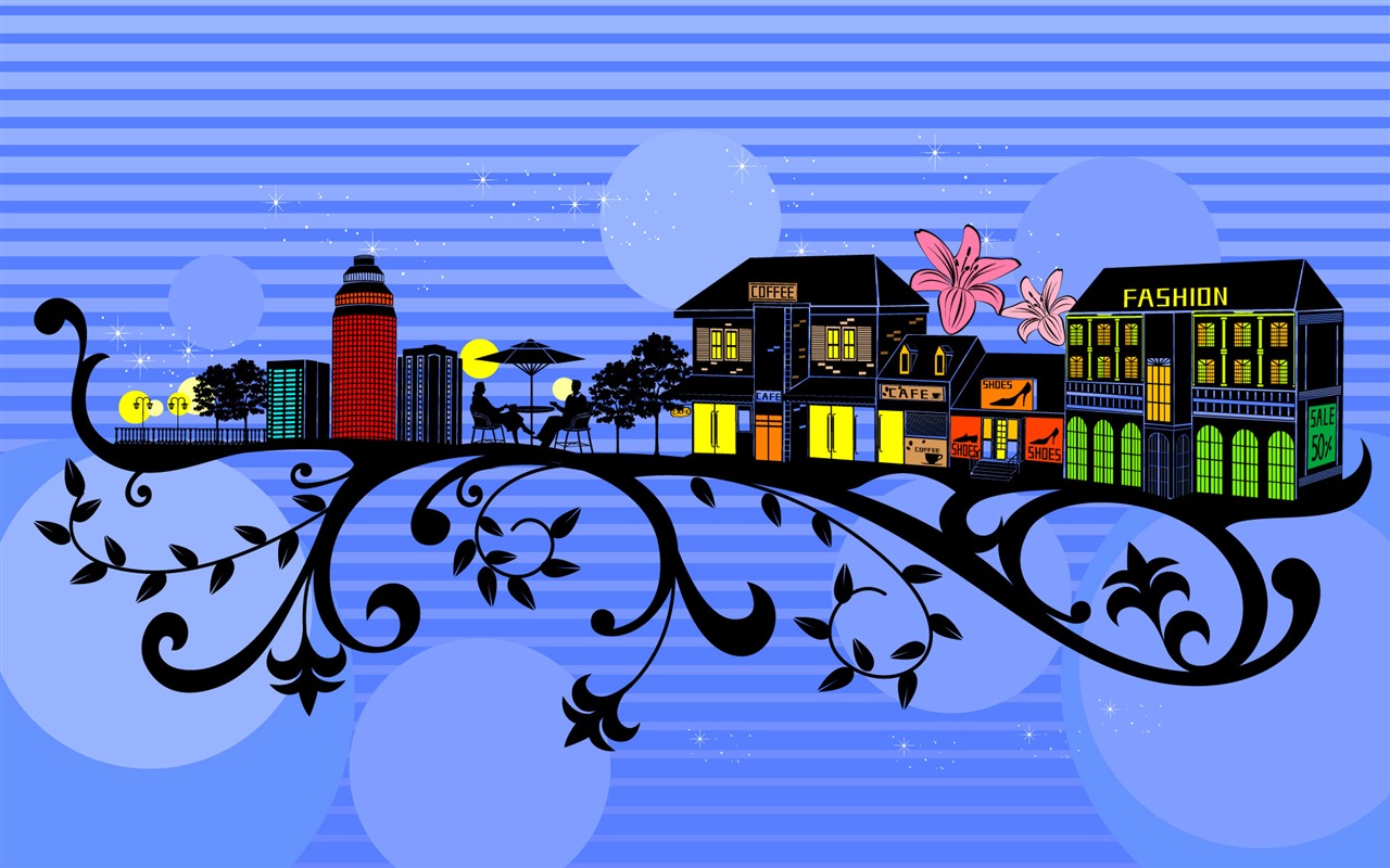 Vector pattern urban wallpaper (1) #6 - 1280x800