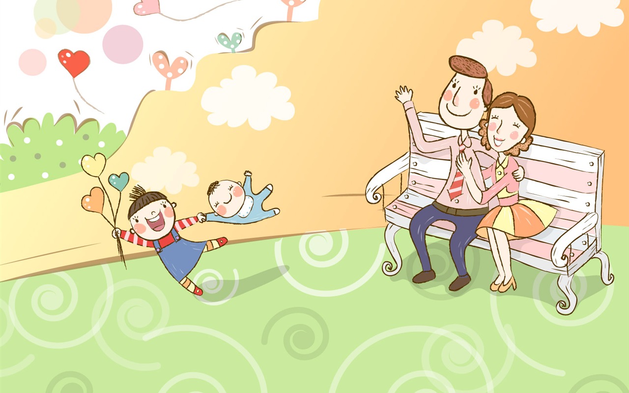 矢量幸福家庭壁紙 #2 - 1280x800