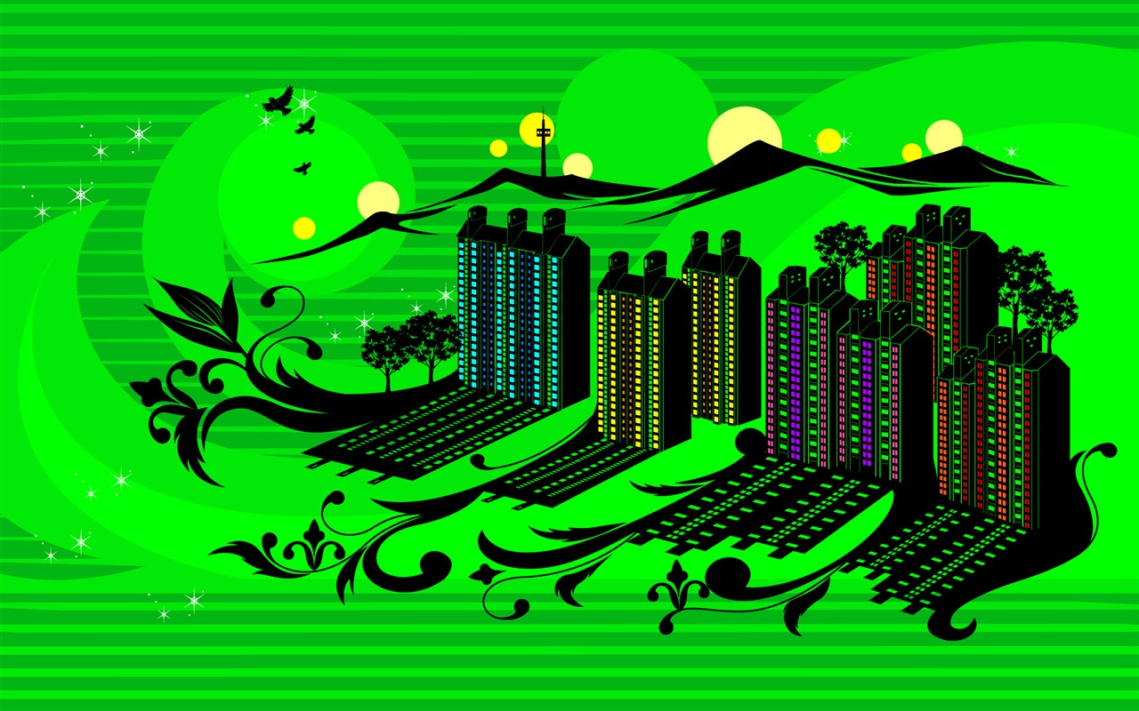 Vector pattern urban wallpaper (2) #12 - 1280x800