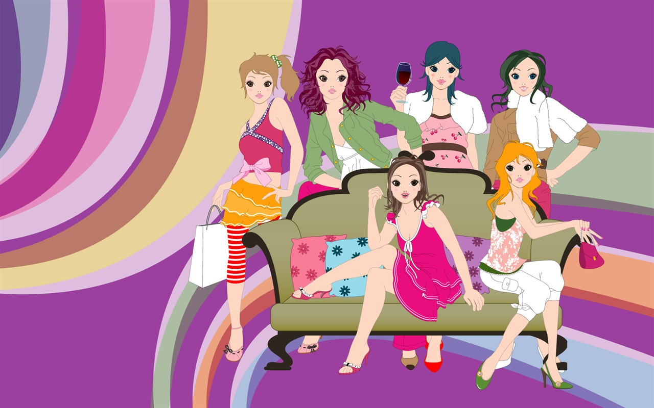 Vector urban women wallpaper (1) #1 - 1280x800