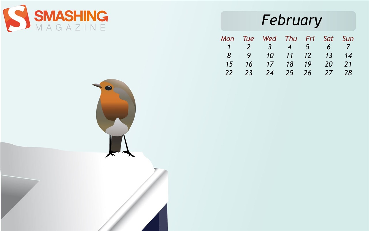 Februar 2010 Kalender Wallpaper kreative #3 - 1280x800