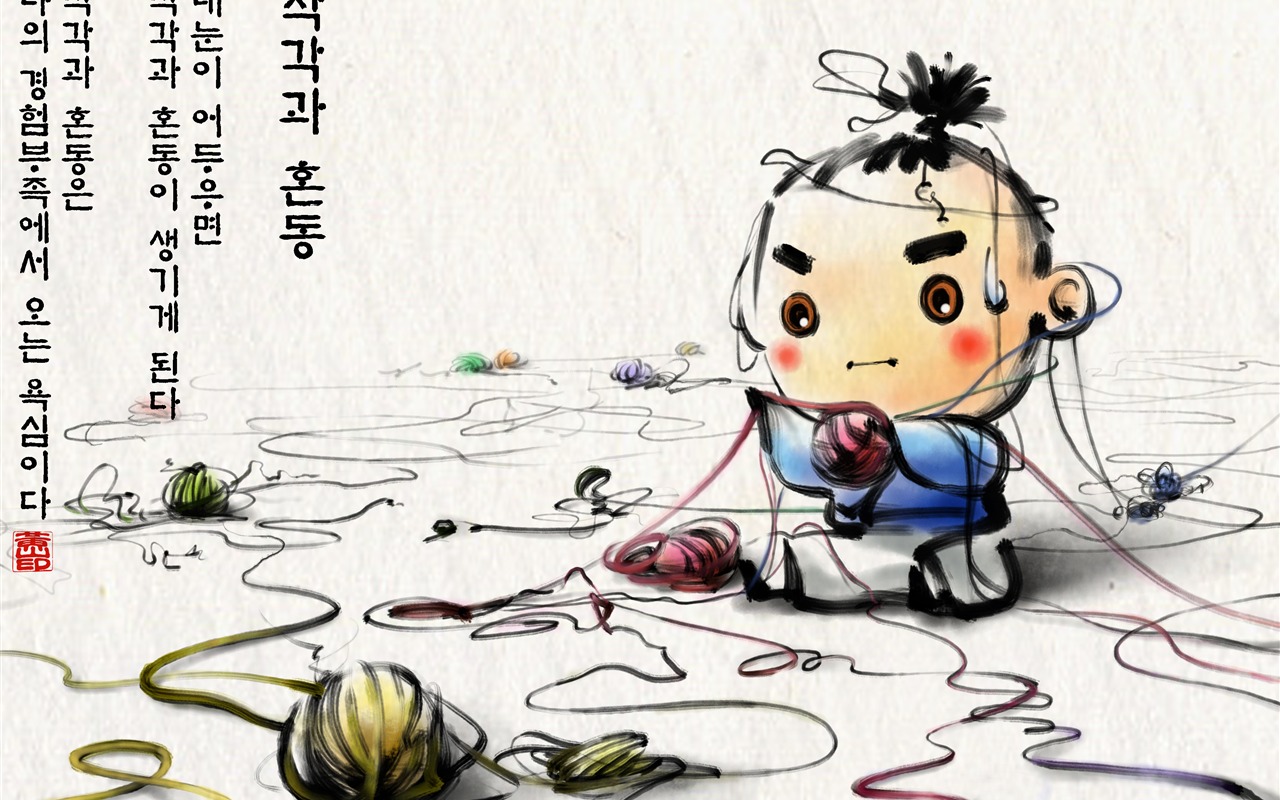 South Korea ink wash cartoon wallpaper #49 - 1280x800
