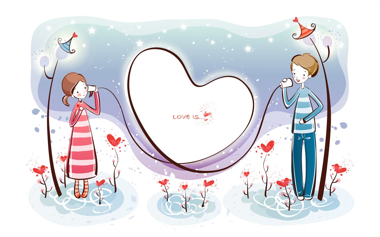 Cartoon Valentine's Day fonds d'écran (1) #1 - 1280x800