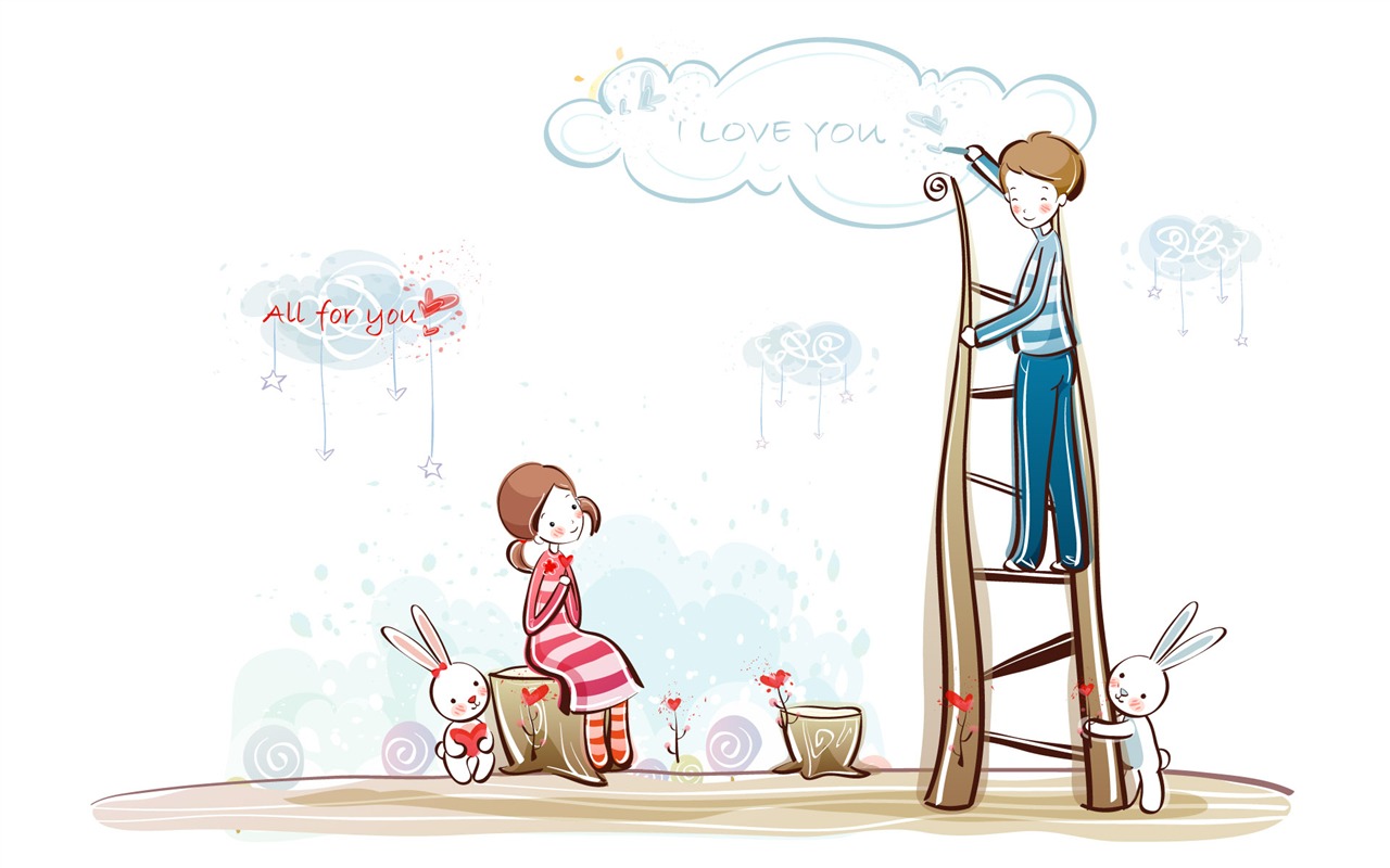 Cartoon Valentine's Day wallpapers (2) #3 - 1280x800