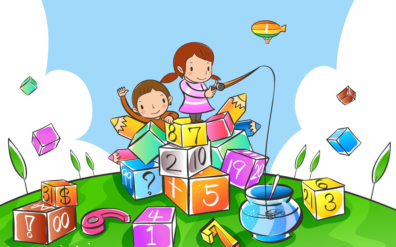 Vector cartoon childhood wallpaper (2) #13 - 1280x800