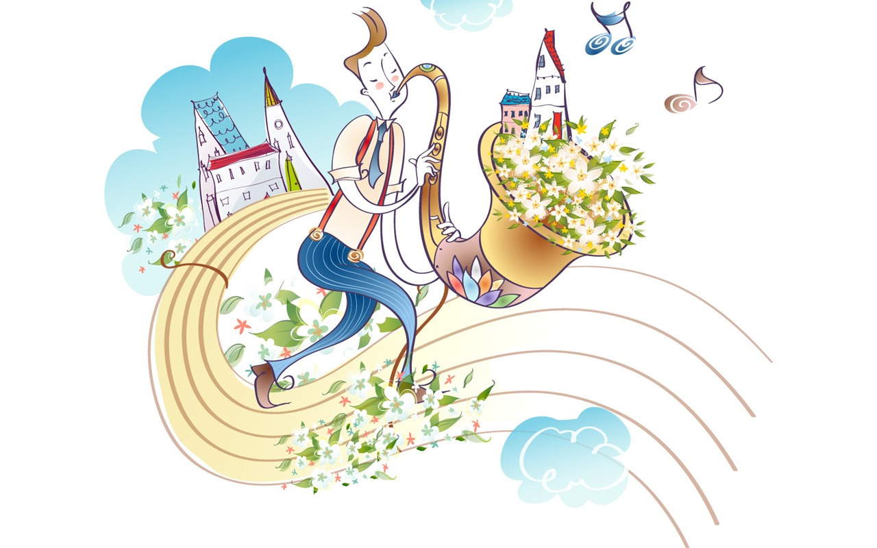 Vector Cartoon music #22 - 1280x800