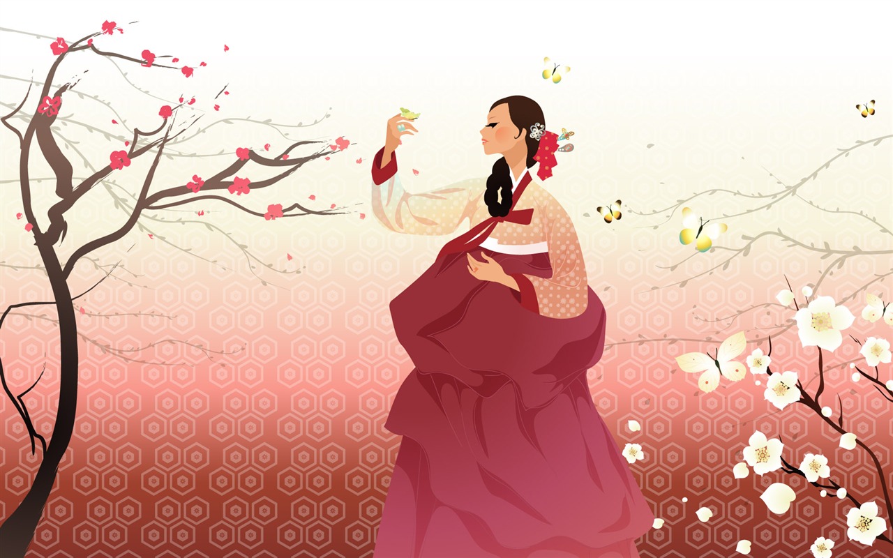 Vektorové wallpaper korejských žen (1) #17 - 1280x800