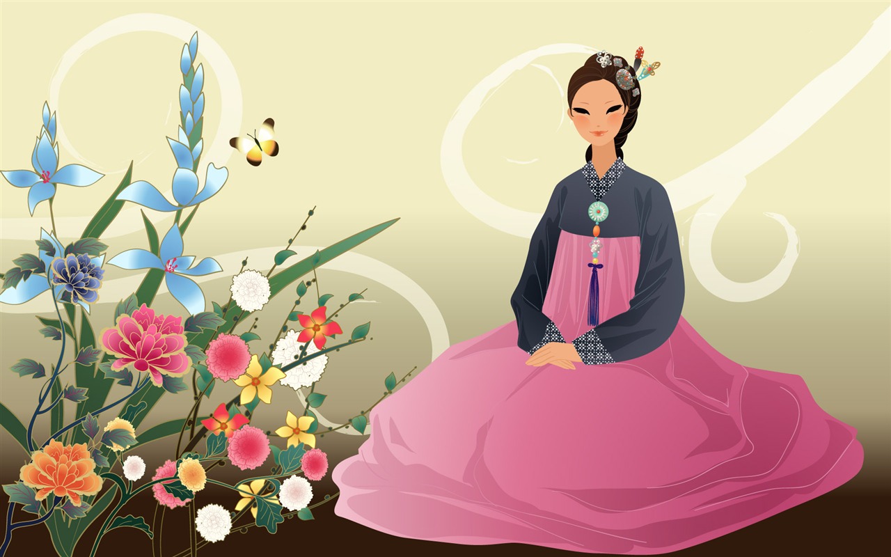 Vector wallpaper of Korean women (2) #17 - 1280x800