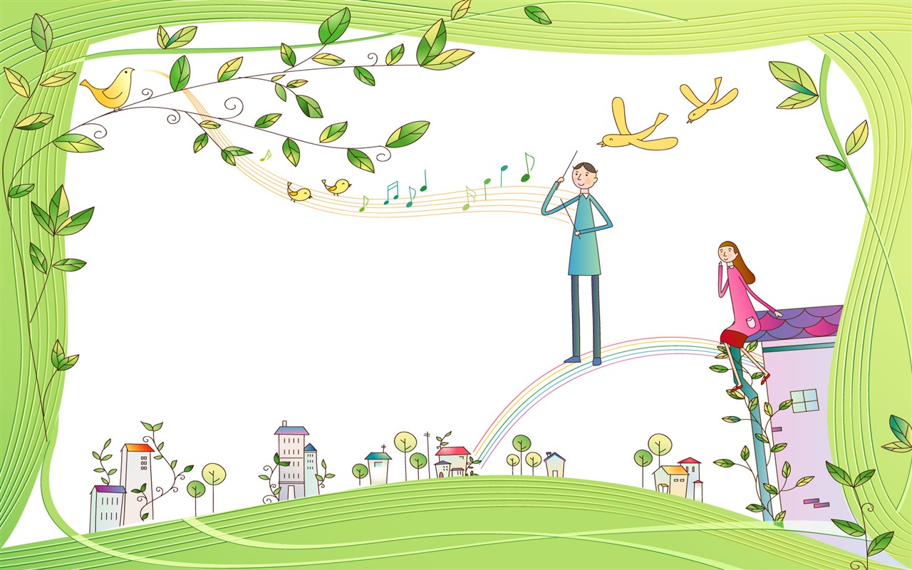 Vector cartoon lovers wallpaper (2) #10 - 1280x800