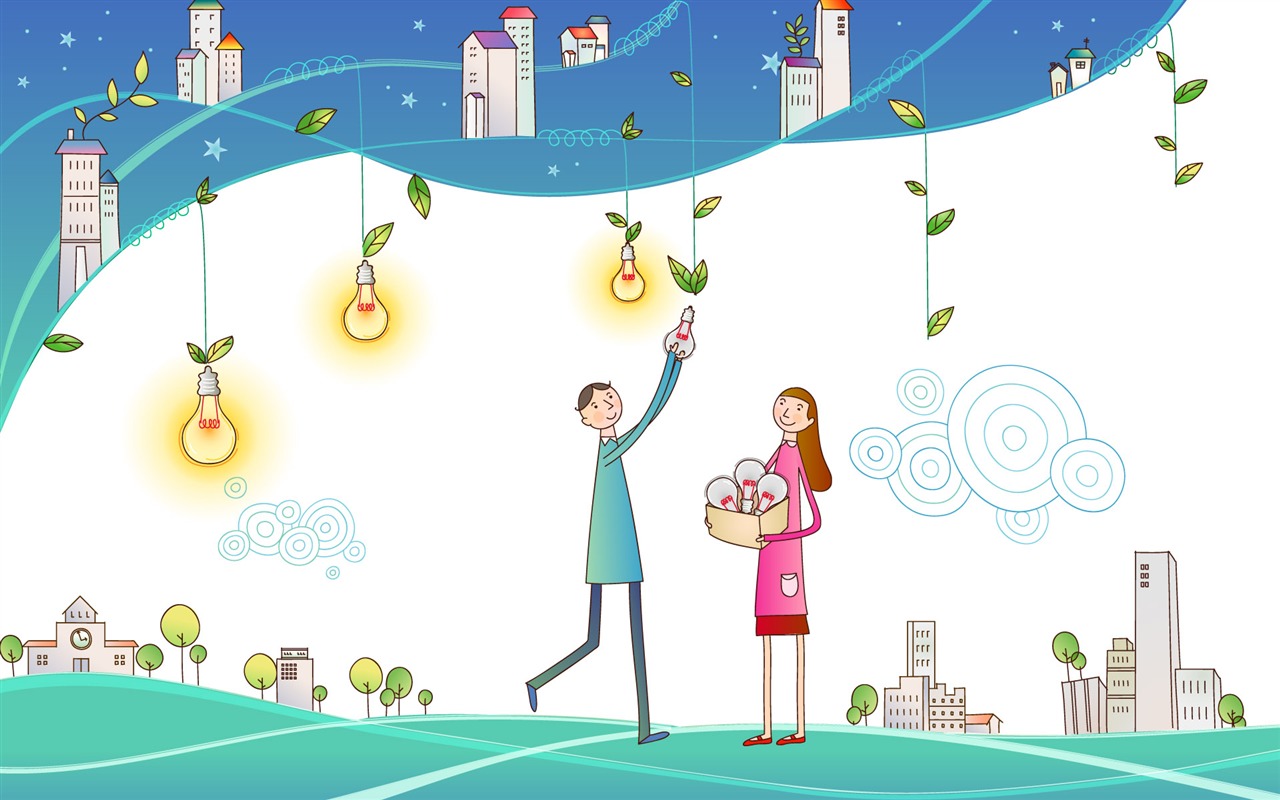 Vector cartoon lovers wallpaper (2) #19 - 1280x800