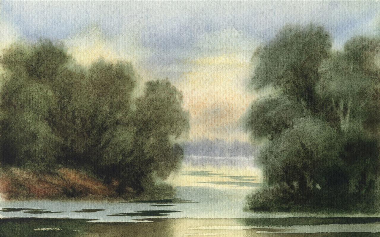 Watercolor landscape hand-painted wallpaper (2) #13 - 1280x800