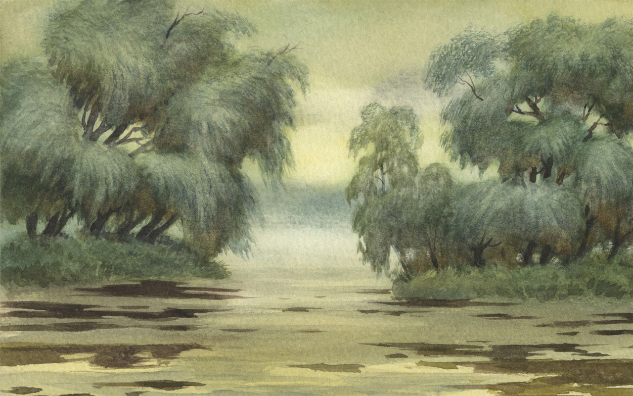 Watercolor landscape hand-painted wallpaper (2) #14 - 1280x800
