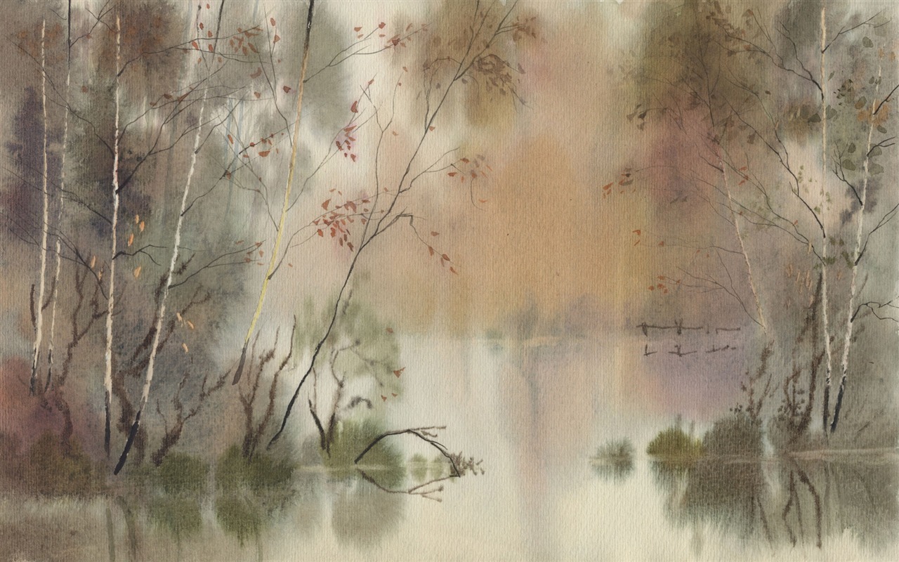 Watercolor landscape hand-painted wallpaper (2) #18 - 1280x800