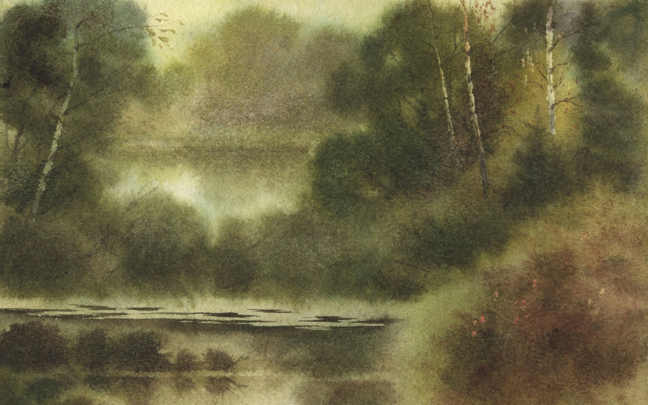 Watercolor landscape hand-painted wallpaper (2) #19 - 1280x800