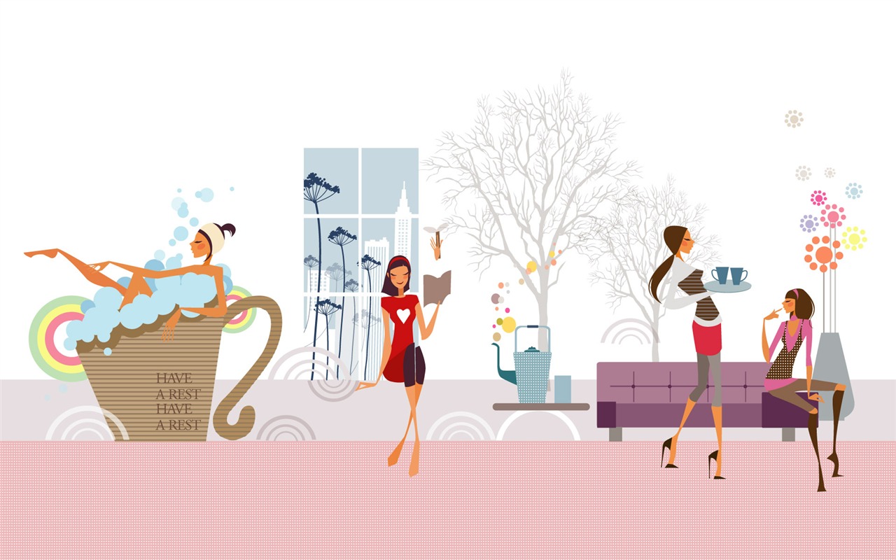 Vector Fashion Girls Wallpaper (1) #7 - 1280x800