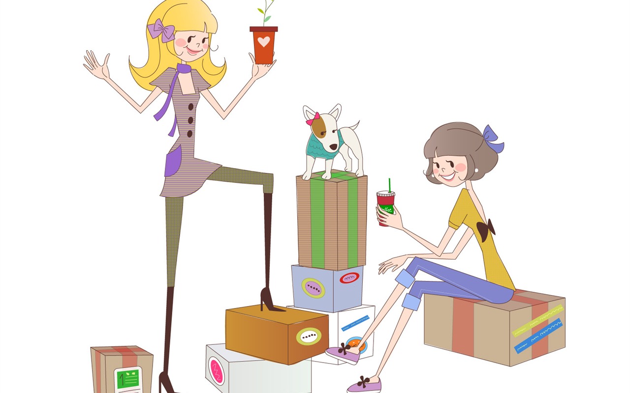 Vector Fashion Girls Wallpaper (3) #4 - 1280x800