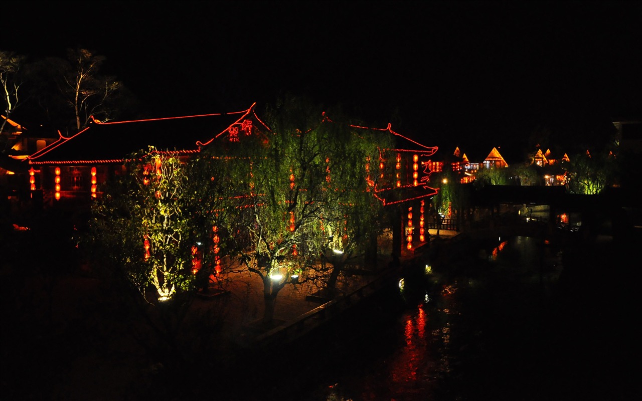 Lijiang Ancient Town Night (Old Hong OK works) #10 - 1280x800