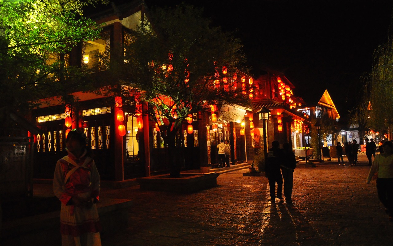Starobylé město Lijiang Night (Staré Hong OK práce) #13 - 1280x800