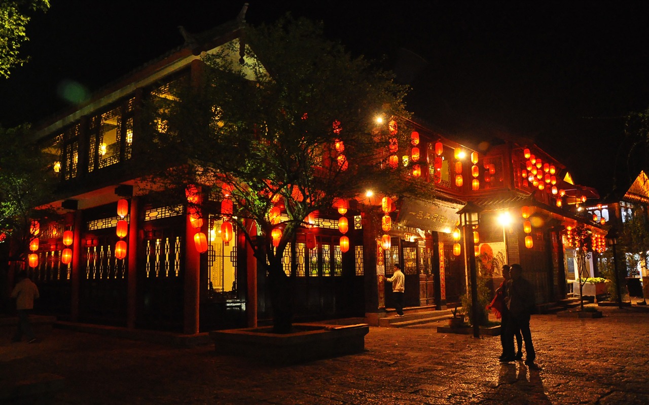Starobylé město Lijiang Night (Staré Hong OK práce) #14 - 1280x800